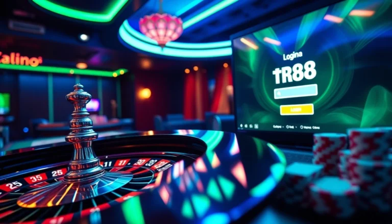 Experience the excitement with tr88 đăng nhập as poker chips and cards engage players in an online casino.