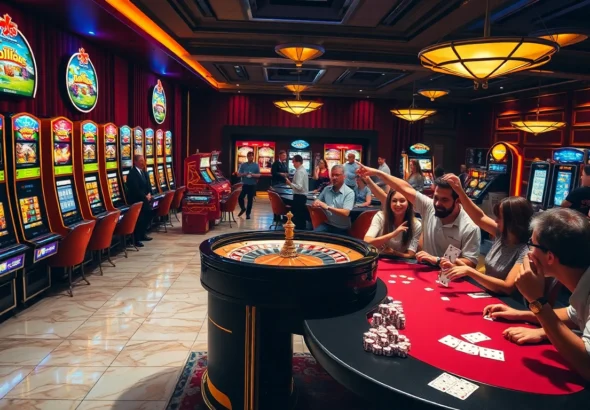 Experience the thrill of winning at 789win with vibrant casino tables and players celebrating their successes.